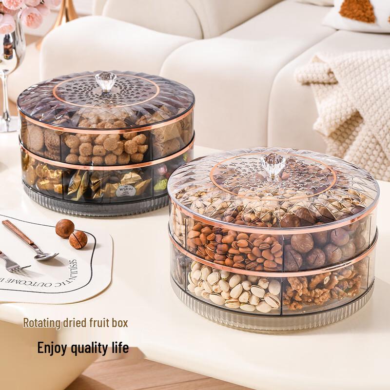 Rotating Double-Layer Snack and Fruit Tray