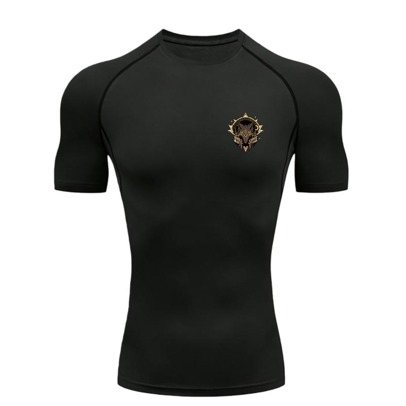 Men’s Sports T-shirt Training Fitness Compression Wolf Moon Star Pattern Men’s MMA T-shirt Rashgard Tops TeeT-Shirt for Men