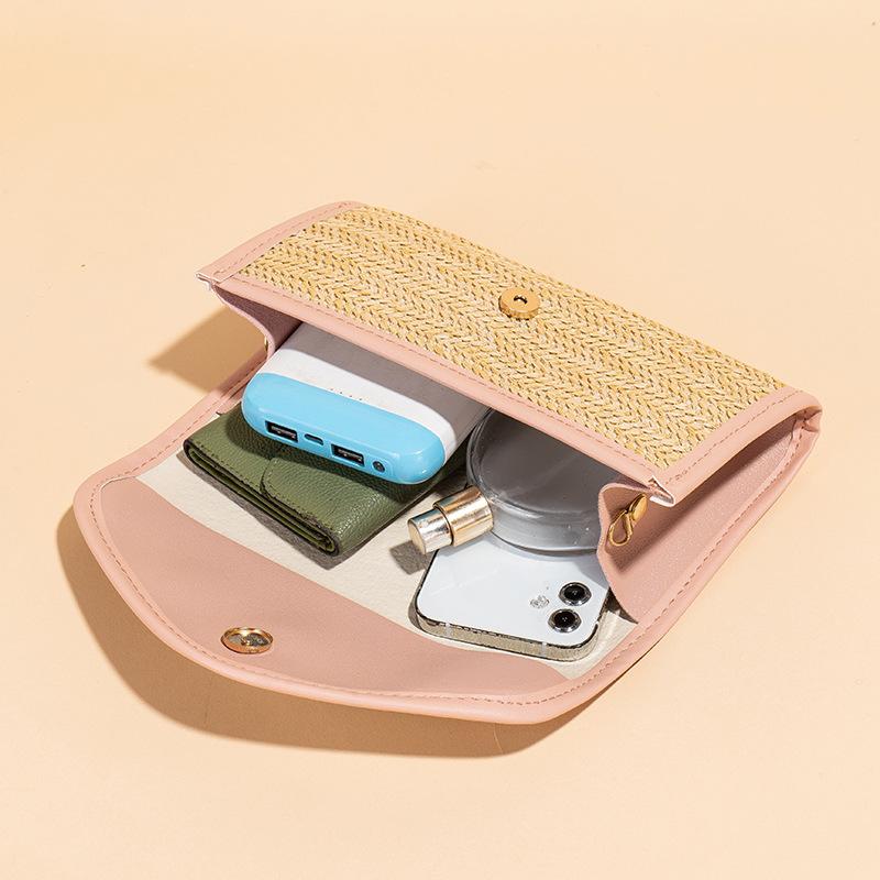 Straw Small Bag New Fashionable Women's Small Bag One Shoulder Crossbody Chain Bag Butterfly Woven Small Square Bag