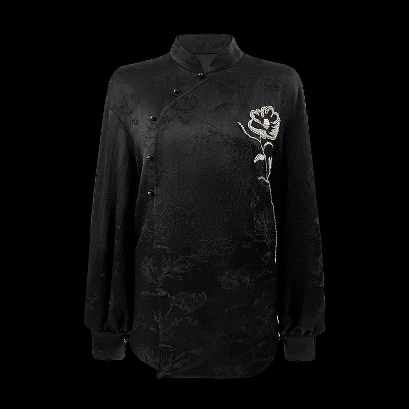 HECO New Chinese Style Acetate Beaded Embroidery Commuter Shirt