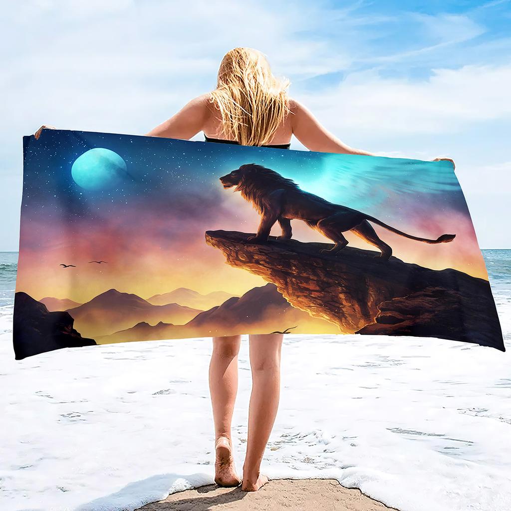 Lion Beach Towel Microfiber Beach Towels for Adults Sand Free Beach Towel Quick Dry Large Beach Towel for Swimming,Bath, Camping