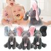 Peekaboo Elephant Plush Toy Moving Ears Hide-and-Seek Game Stuffed Animal Comfort Doll Interactive Musical Plushie Toddlers Boys Girls Gift