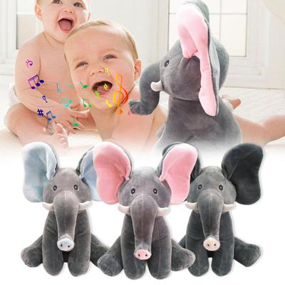 Peekaboo Fil Peluş Oyuncak Hareketli Kulaklar Saklambaç Oyunu Doldurulmuş Hayvan Konfor Bebek İnteraktif Müzikal Peluş Küçük Çocuklar Erkek Kız Hediye