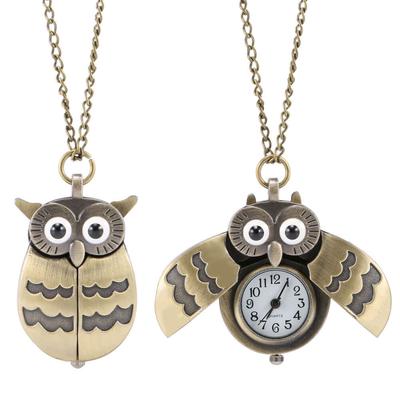 Montre de poche vintage sculptée double face à quartz avec couvercle rabattable