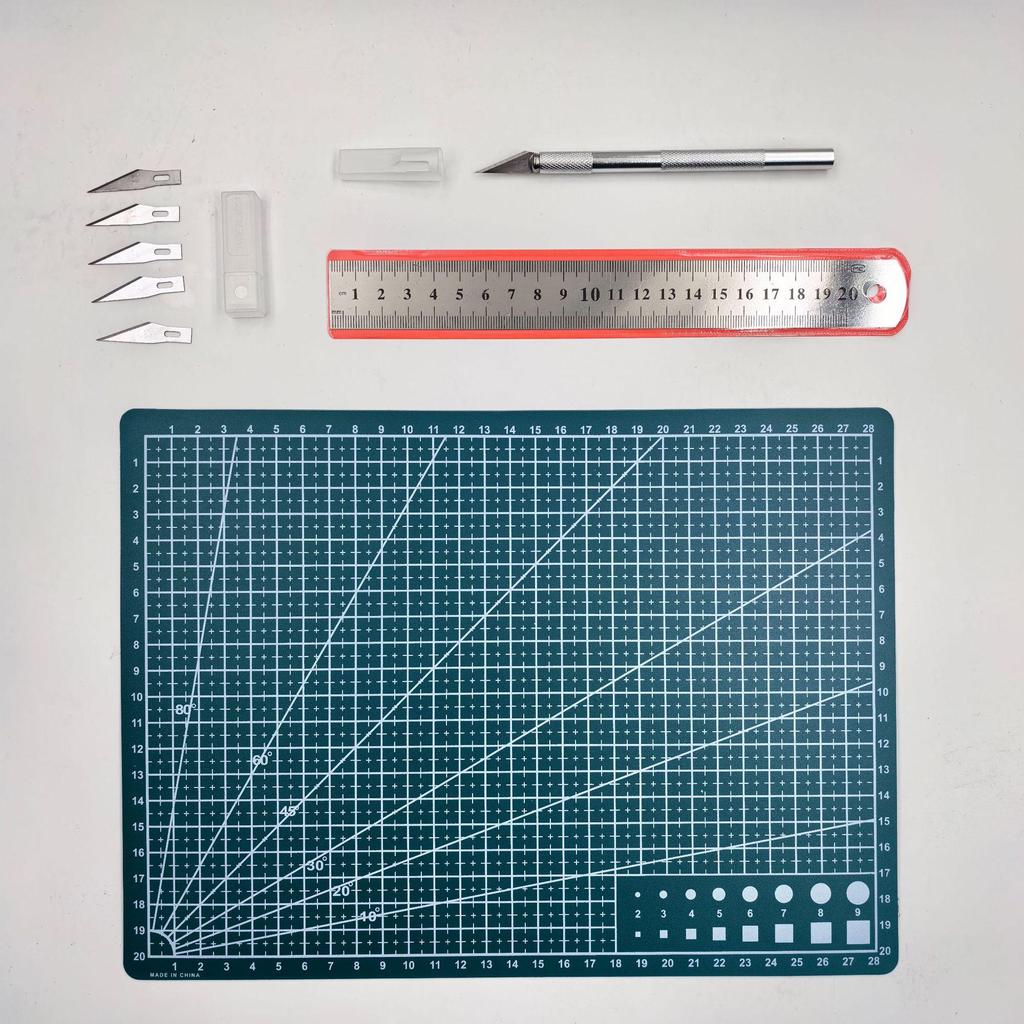 A3/A4/A5 Cutting Board & Stationery Set: Engraving Pen, Ruler, Carving Knife, Mat Board - Multi-piece Handmade Craft Kit