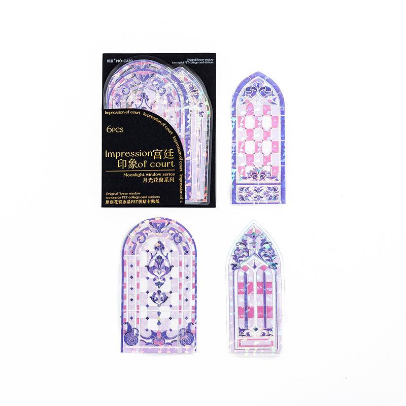 

6 pcs laser Flower window material Collage card Decorative Hand Account Diary Album Scrapbooking accessories Craft Supplies