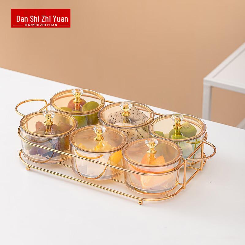 Elegant Glass Divided Snack Tray with Gold Stand