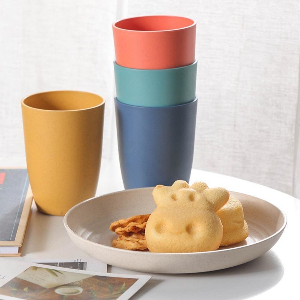 

1pc 300ml Wheat Straw Cups Plastic Cups Unbreakable Drinking Cup Reusable Dishwasher Safe Water Mugs Drinkware Gift for Children 300ml оранжевый