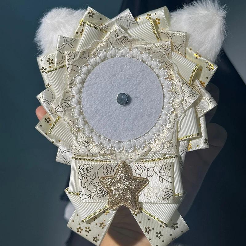 Cute Lolita Badge Base Tray with Cat Ear Handmade Badge Holders for Itabag Ornament Decoration DIY Handcrafted Accessorie