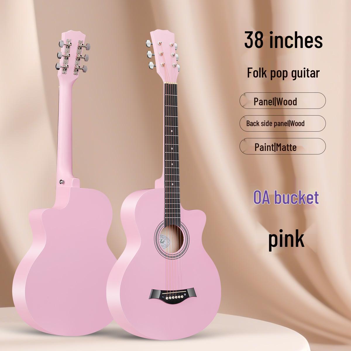 38-Inch Wooden Folk Guitar with Carbon Fiber Body for Beginners