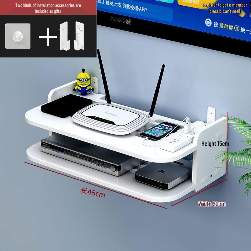 Wall-Mounted Wireless Router Shelf & Cable Organizer for Living Room