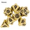 7 Pcs Golden Black Tree Stump Root Metal Dice Solid Metal Polyhedral Dice Suitable for Role-Playing RPG  Board Game Card Game
