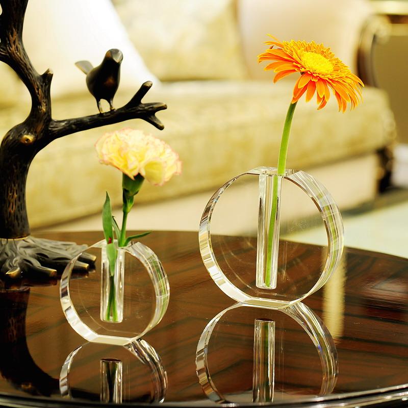 European Crystal Glass Small Vase, Fresh Tabletop Ornaments, Flower Plant, Transparent Bottle, Modern Home Decoration Accessorie