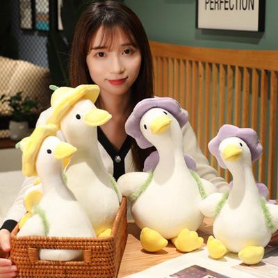 Duck Plush Toy Wear Hat Cute Flowers Decor PP Cotton Filling