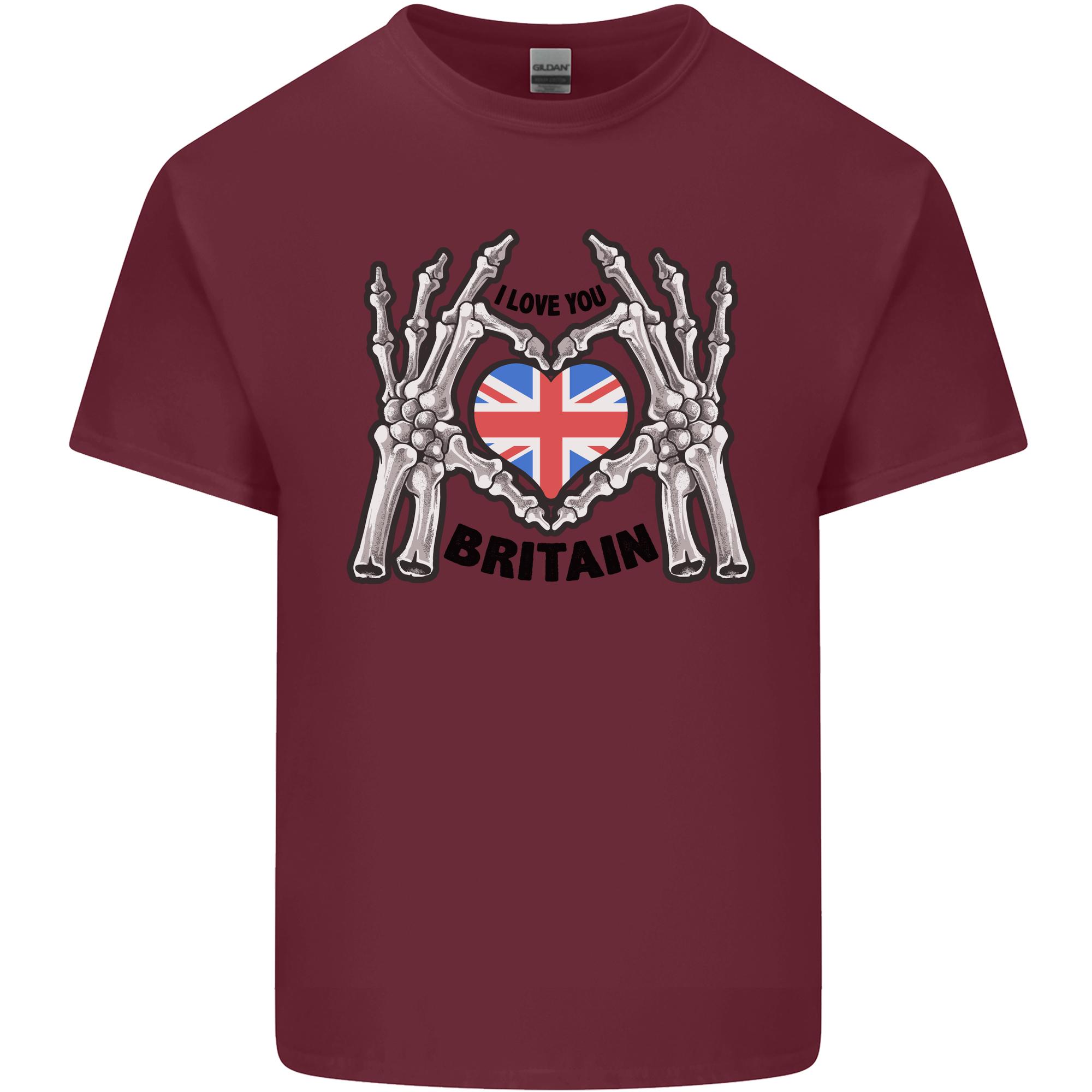 I Love You Great Britain Union Jack Flag UK Unisexs Light Cotton TShirt S
