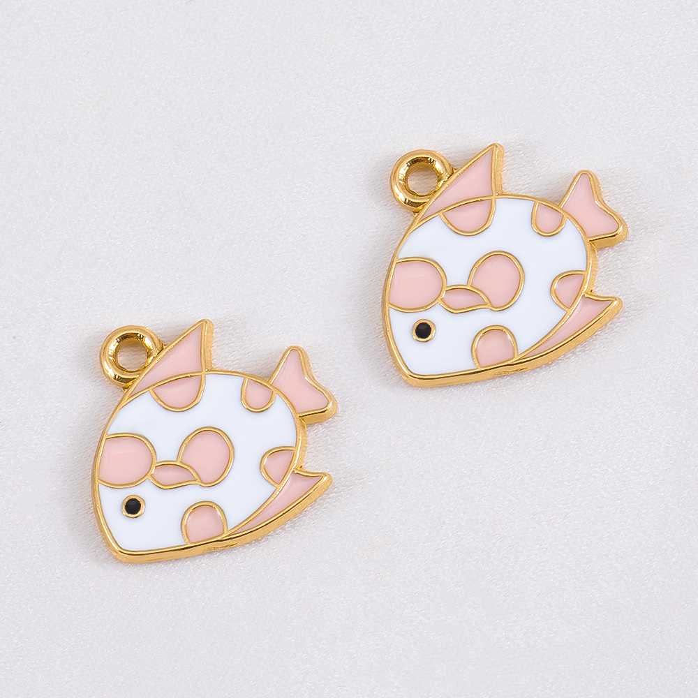 10pcs Cute Orange Enamel Sea Coral Turtle Conch Fish Starfish Charms Alloy Pendants for DIY Necklace Bracelet Jewelry Findings