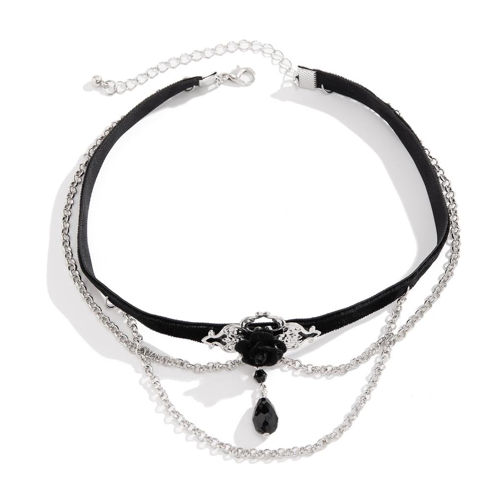 Ingemark Goth Elegant Black Acrylic Pendant Chokers Necklaces for Women Vintage Sliver Color Neck Accessories 2026 New Jewelry