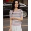 Women's Silk Wool Blend Striped Knit Top
