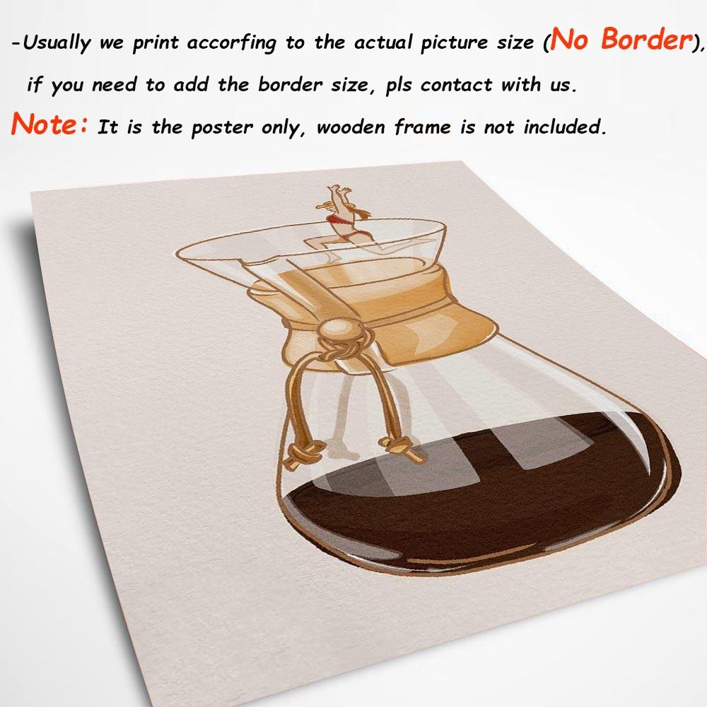 Funny Coffee Moka Pot Girl Abstract Wall Art Canvas Painting Posters And Prints Kitchen Pictures For Bar Living Room Home Decor