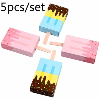 5Pcs Ice Cream Shape Gift Boxes Baby Shower Birthday Party Candy Box Cartoon Drawer Gift Bag for Kid