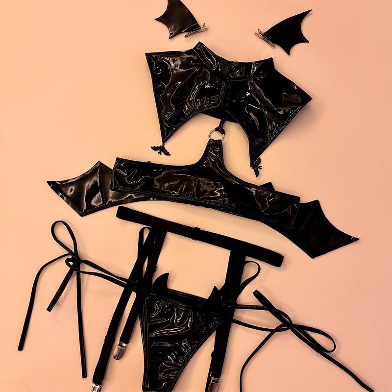 Sexy Original Halloween Little Devil Cosplay Costumes Bat Girl Bikini Desiagn Devil Wings Leather Unifrom Tempting Underwear