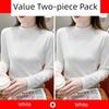 Anti-Static Pure Cotton Large Size Half-High Collar Base Shirt for Women in Autumn and Winter, New Slim-Fit T-Shirt for Layering