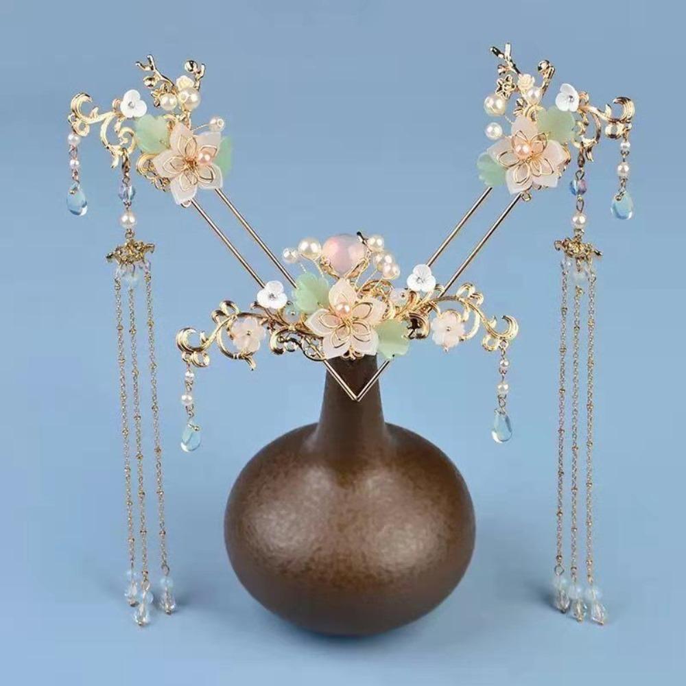

Flower Headwear Ancient Hair Stick Set Chinese Style Headdress Children s Hair Fork Hair Crown золотой