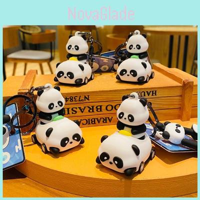 Adorable Cartoon Panda Baby Bumper Car Keychain Creative Bag Charm Silicone Key Accessory