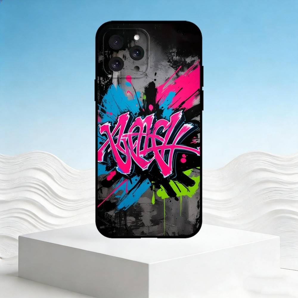 

C-Cool Colorful Graffitiy Phone Case For iPhone 17,16,15,14,13,12,11 Plus,Pro Max,SE4Soft Silicone Black Cover iPhone16promax