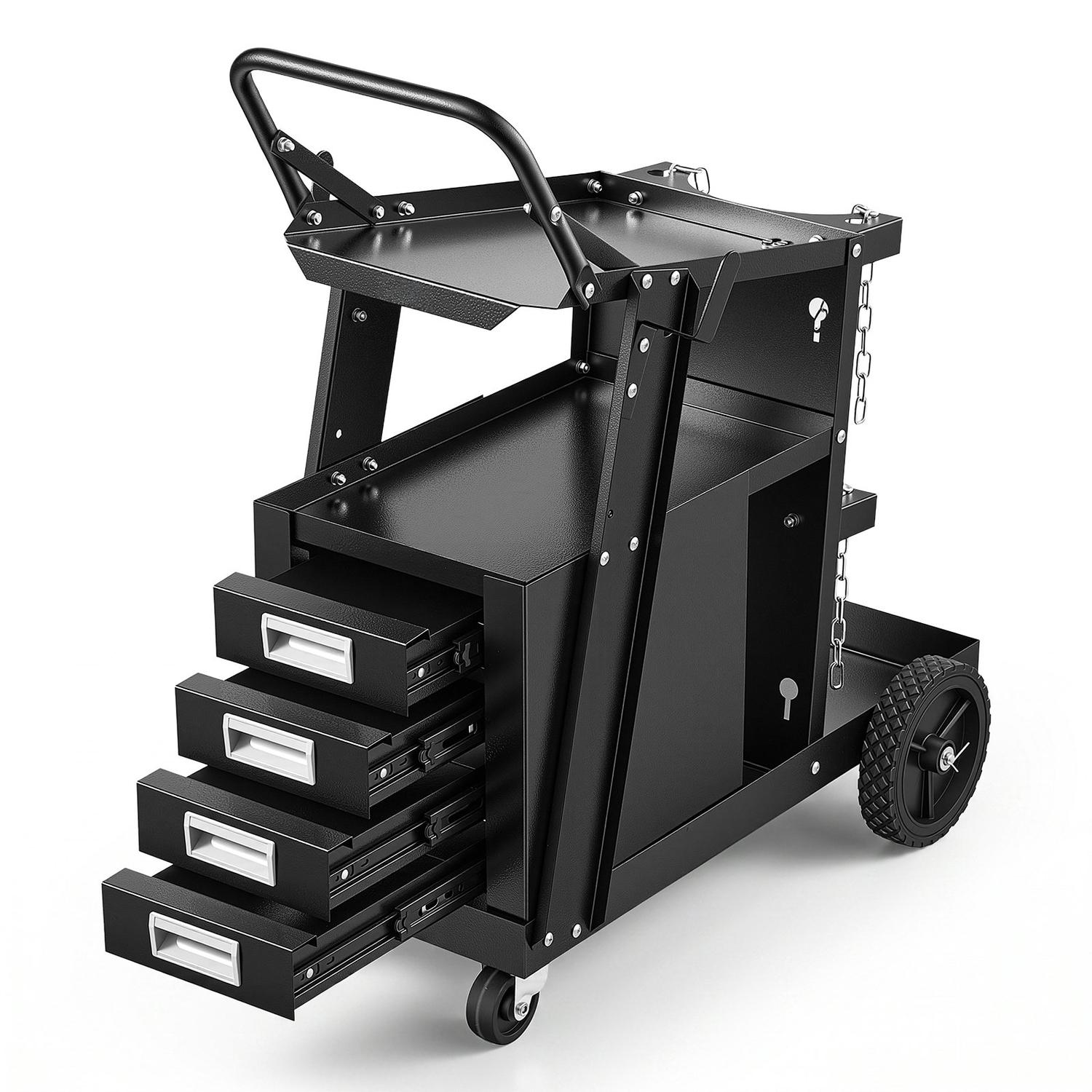 Welding Cart, 2-Tier 4 Drawers Welder