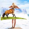 3D Horse Beach Towel Microfiber Quick-Drying Bath Convenient Thin Blanket Suitable for Swimming Travel Yoga Camping
