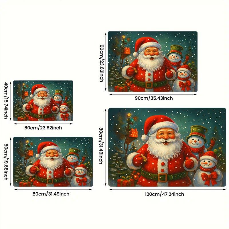 1Pcs Anti Fatigue Kitchen Rugs Santa Claus  Snowman Print Waterproof Non-Slip Thick Cushioned Kitchen Mat Heavy Duty Comfort Standing Mat for Kitchen