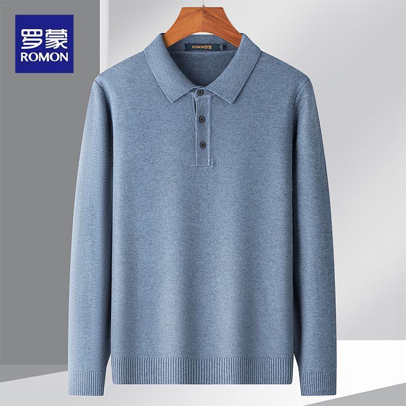 

Romon Men s Classic Knit Polo Long Sleeve T-Shirt L