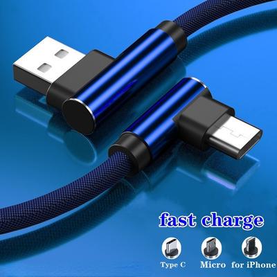 90-Grad-Nylon-USB-Kabel für IPhone X 6 6S 7 8 Schnellladekabel für IPad USB-Ladekabel L-Typ-Datenkabel