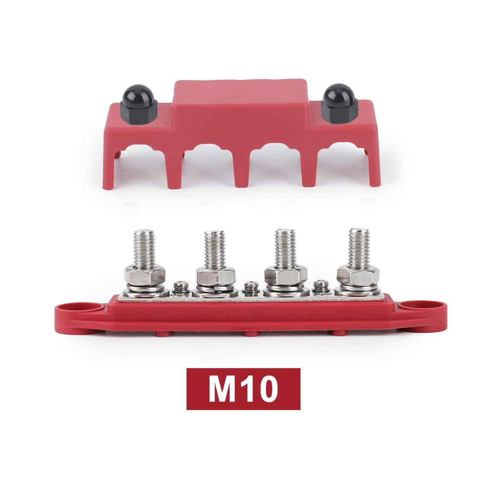 12V 250A Bus Bar Terminal M8 M10 Positive Negative Battery Power Distribution Block With Cover for Boat RV Truck Camper