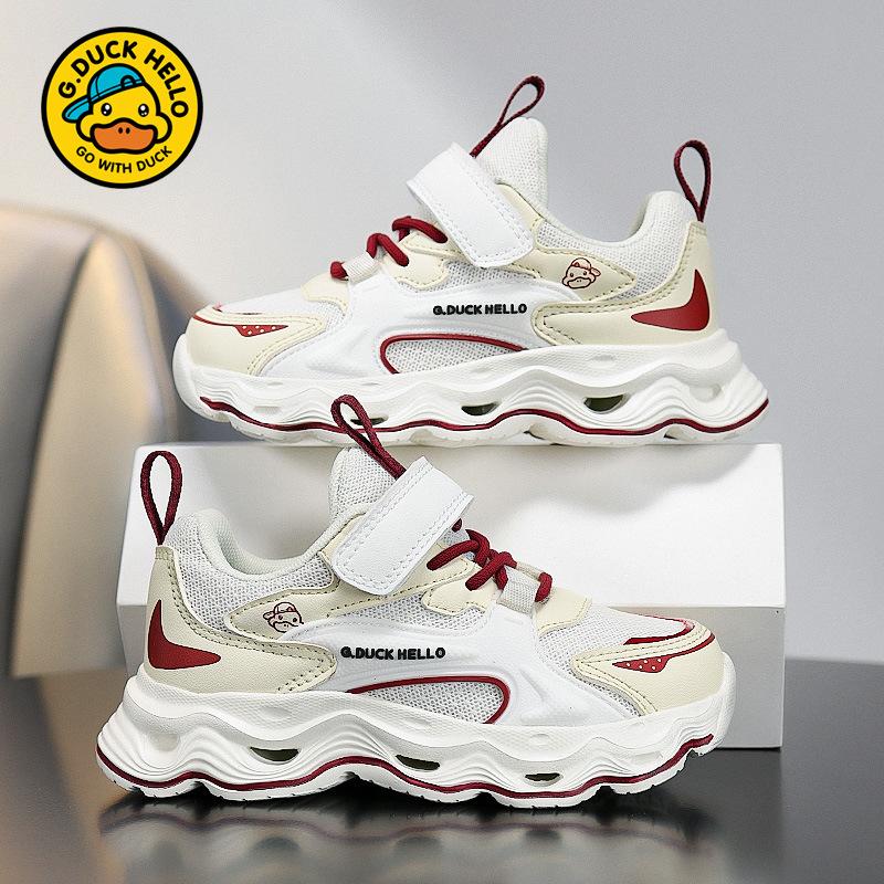Little Yellow Duck Girls Spring Double Mesh Sneakers Velcro Lightweight Breathable Children's Daddy Shoes Elementary School Running Shoes