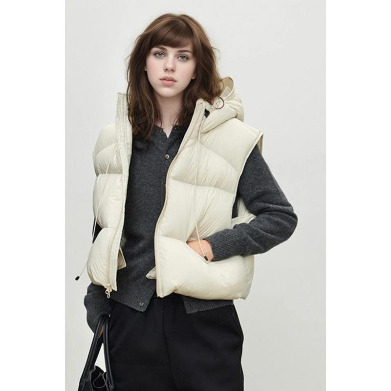 Hooded short down vest women's autumn and winter new popular fashion warm vest jacket