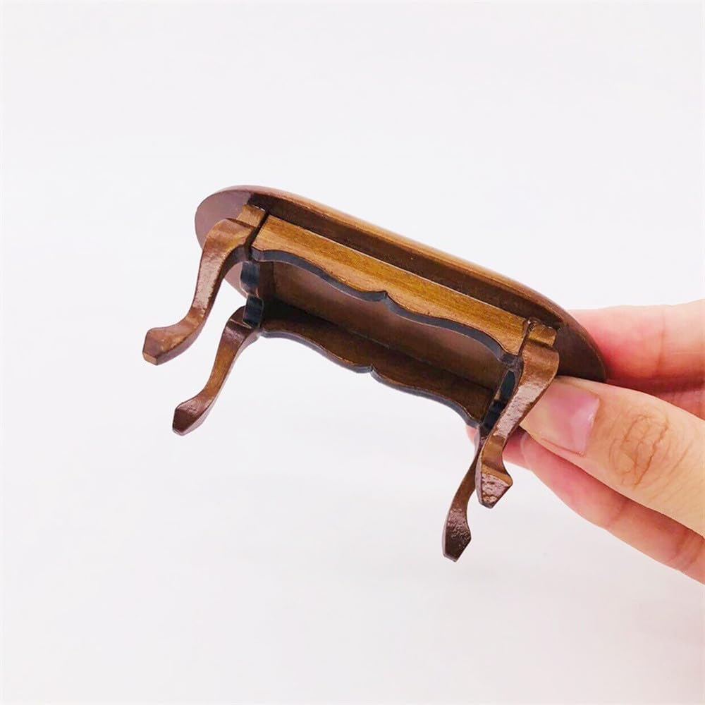moin moin Miniature Furniture Scale Dollhouse Coffee Center Sofa Coffee Table Desk Wood Brown Simple Wooden Claw Feet 2311mini36 1/12