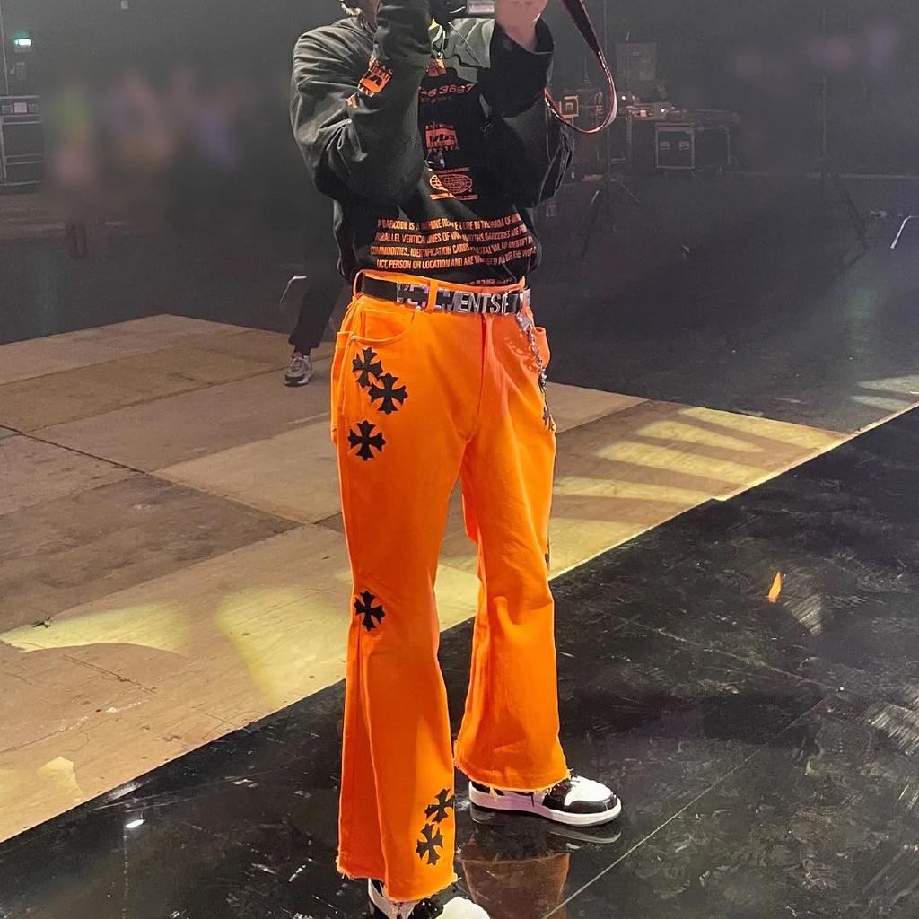 7709 CHROME HEARTS Pánské a dámské trendy džíny v americkém stylu s látkovými nášivkami, ležérní a módní high street kalhoty
