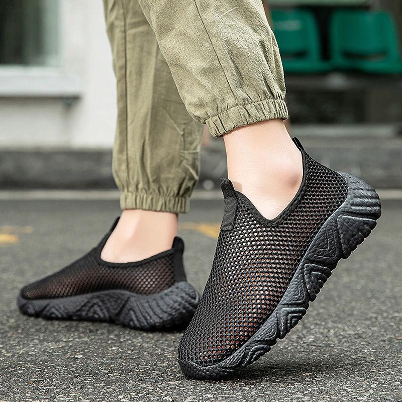 Mesh Upper Hollow Breathable Thick Platform Slip-on Sports Shoes for Men Original Deals Gym Cheap Liquidation Man Casual Sneaker