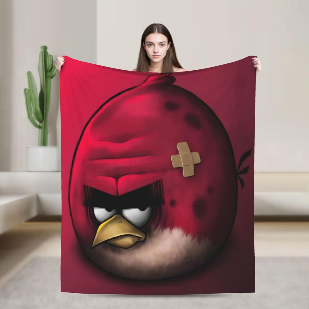Coperta in Peluche Cartoon Angry Birds A-A per Bambine e Bambini Coperta Plaid in Flanella Morbida Qualità Personalizzata Copriletto Idea Regalo