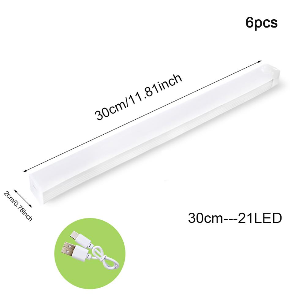 6pcs/Pack Motion Sensor Night Light ,Wireless Type C Rechargeable Lamp for Kitchen Cabinet Bedroom Wardrobe Staircase Light