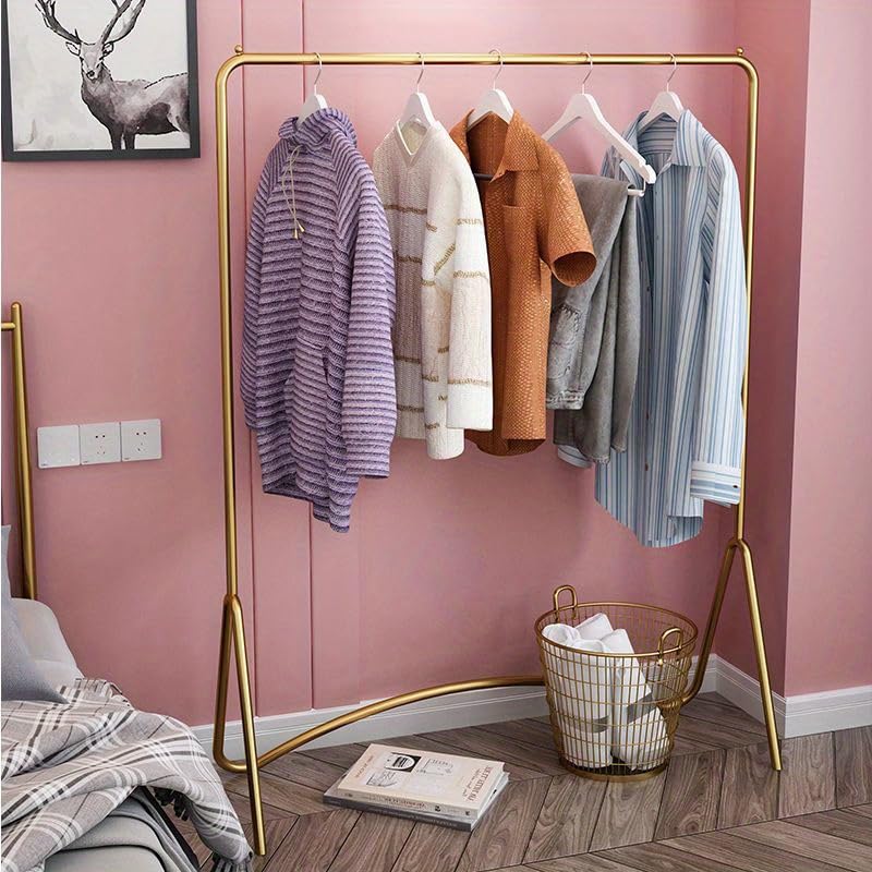 Hanger Square Simple and with Coat Clothes Gold [Russel] Rack, Type, Stylish, Stopper, Heavy-duty, Formaldehyde-free, Rack, Hanger, (width 120cm,