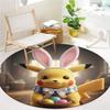 Easter Pokemon Round Area Rug,Carpet Rug for Living Room Bedroom Sofa Playroom Decor,Non slip Floor Mat