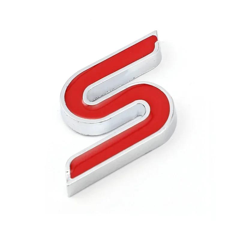 Pbhsg2 3D Metal S Logo Front Grille Emblem Badge Car Rear Trunk Stickers For Ford Focus Fiesta Escape Ecosport Kuga Mondeo Accessories