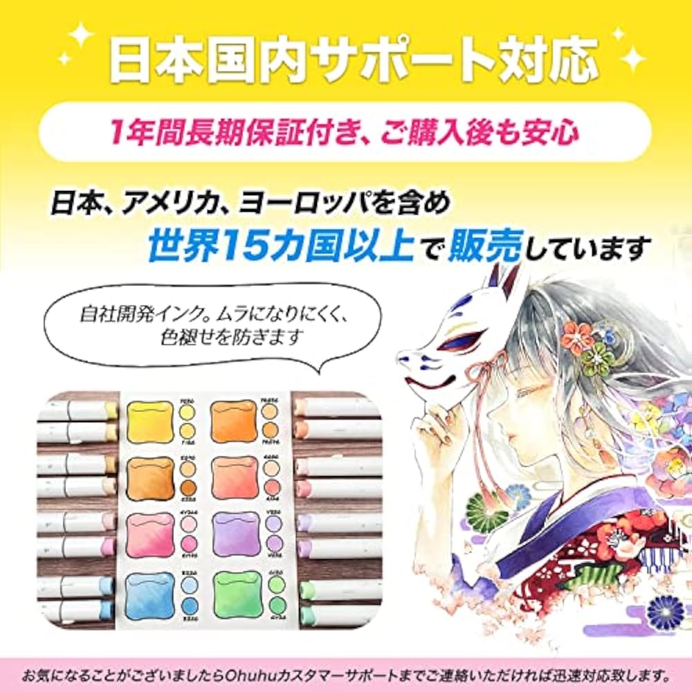 Ohuhu Marker Pen Type 72 Colors 73 Pens Professional Favorite Illustration Marker Brush/Bold Blen...
