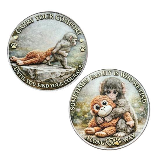 

Emotional Support Monkey Coin Inspirational Challenge Coin with One Day at A Time You Are Not Alone DoubleSided Token for Anxiety Depression Recovery
