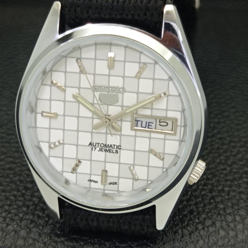 REFURBISHED JAPAN MADE SEIKO 5 AUTOMATIC MENS WATCH WHITE DIAL CUSTOM A440130-2 QV90-a440130