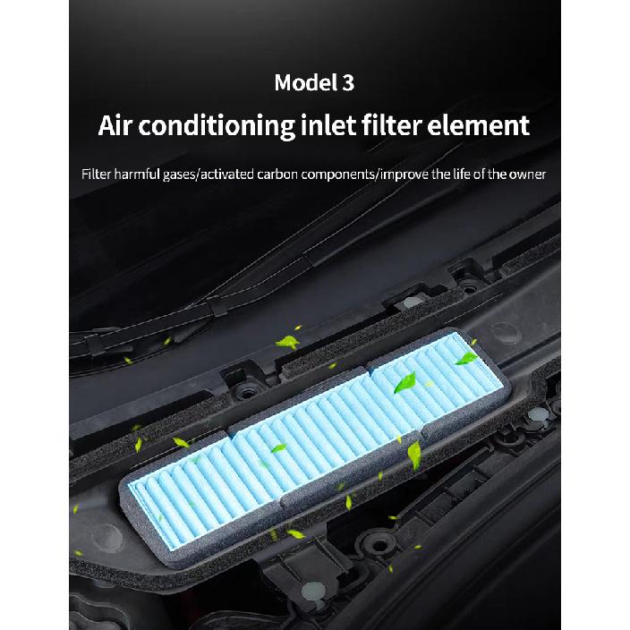 2 Pieces/Set For Tesla Model 3 Model Y HEPA Activated Carbon Air Filter Air Conditioner Filter Element Replacement Air Filters 7