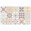 Tapis de cuisine décoratif - EDEN - 45 x 75 cm - Motif carreaux de ciment - Anti-dérapant - Orange